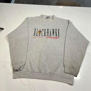 Logo 7 Chicago Blackhawks Sweatshirt Mens Large Vintage NHL Distressed